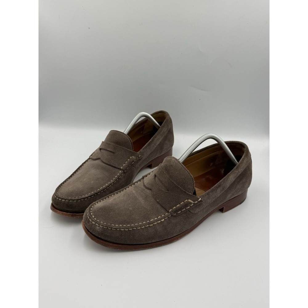 Johnson & Murphy Sheepskin Soft Leather Penny Loafers Mens Size 11.5M Brown Gray